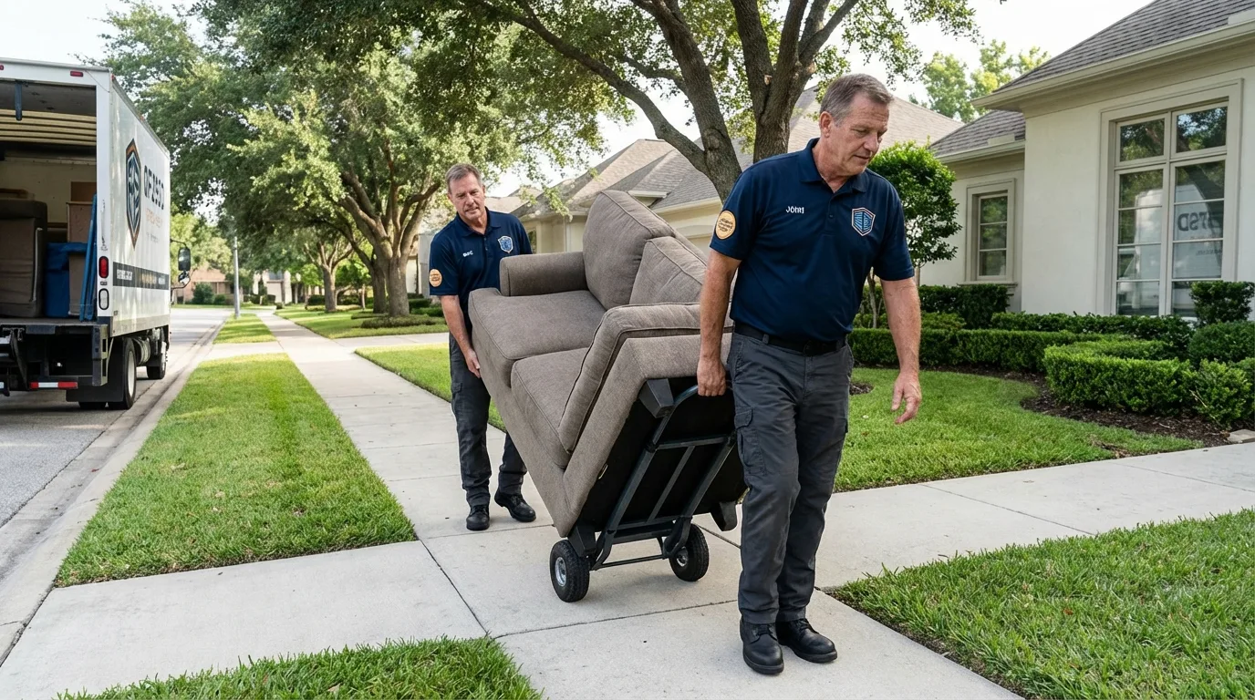 Local residential moving crew loading furniture in Gallup, NM